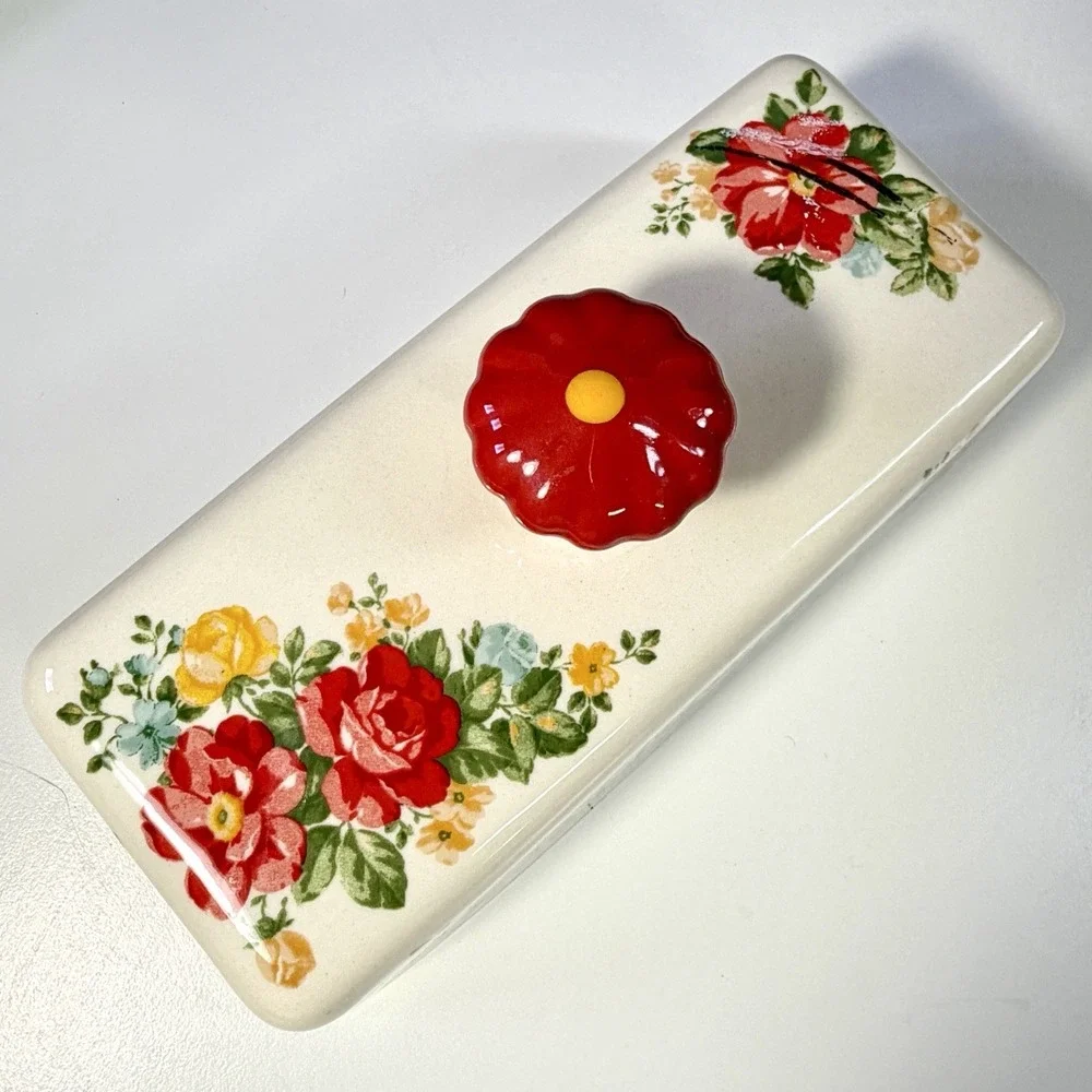 Pioneer Woman Vintage Floral 1/4 lb Butter Dish Butter Makes Everything Better